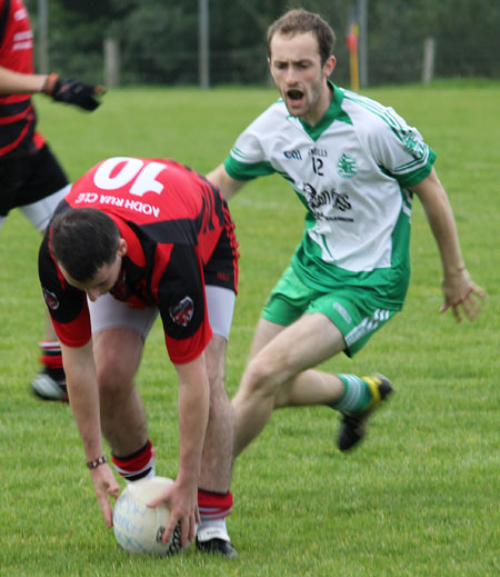 Action from the division three league game between Aodh Ruadh and Red Hugh's.