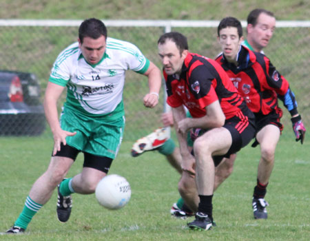 Action from the division three league game between Aodh Ruadh and Red Hugh's.