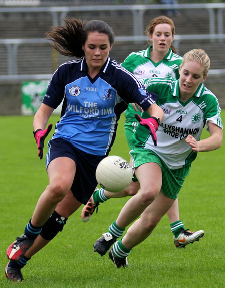 Action from the intermediate ladies final between Aodh Ruadh and Milford.