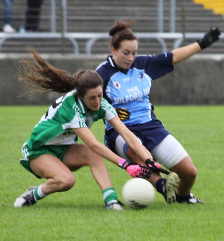 Action from the intermediate ladies final between Aodh Ruadh and Milford.