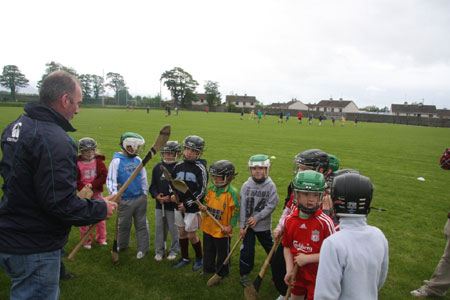 Under 10 hurling blitz action.