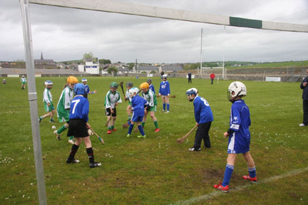 Under 10 hurling blitz action.