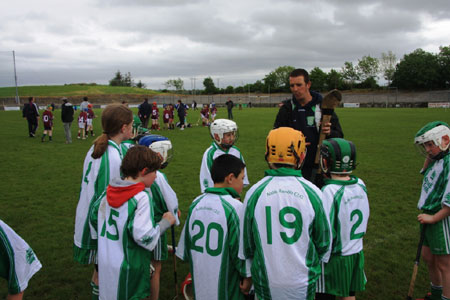 Under 10 hurling blitz action.