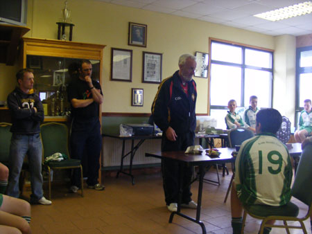 John Crossey, Hurling Development Officer for Donegal, addressing the crowd.