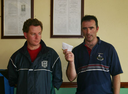 John Rooney (organiser) and Dennis Doherty (Chairman) at the prize giving.