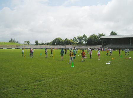 A group of young ladies practicing their skills.