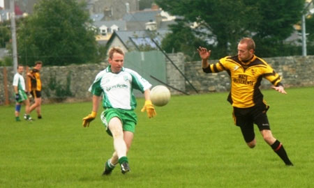Action from the Aodh Ruadh v Bundoran challenge game in Pairc Aoidh Ruaidh.