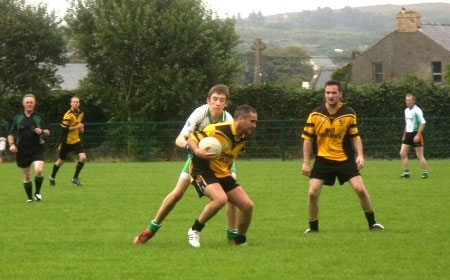 Action from the Aodh Ruadh v Bundoran challenge game in Pairc Aoidh Ruaidh.