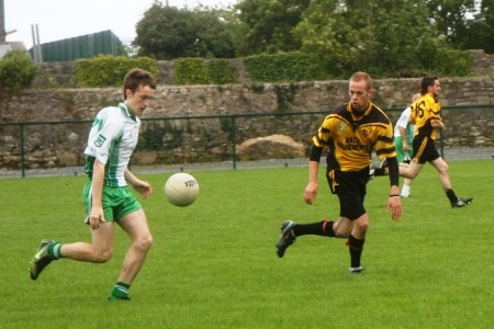 Action from the Aodh Ruadh v Bundoran challenge game in Pairc Aoidh Ruaidh.