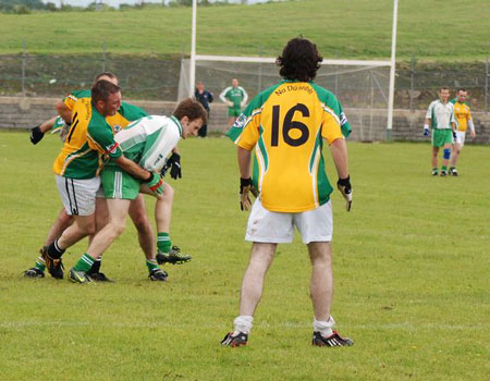 Action from Aodh Ruadh v Downings game.