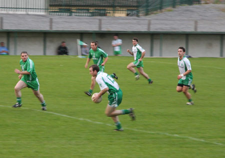 Action from the Aodh Ruadh v Saint Naul's division two league game in Father Tierney Park.