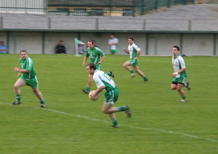 Action from the Aodh Ruadh v Saint Naul's division two league game in Father Tierney Park.