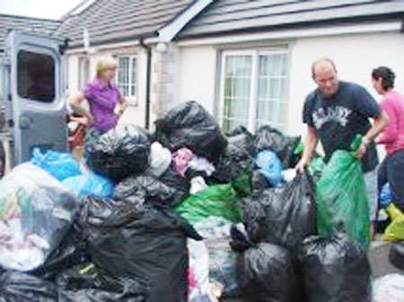 Clothes going off for recycling.