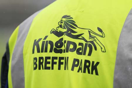 Aodh Ruadh's Shane McGrath plays the half-time mini-games at Breffni park.