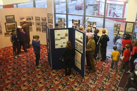 Taking in the display of Aodh Ruadh history in the foyer of the Abbey Centre.