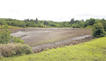 Corlea GAA pitch, which was revealed at the Knather, Ballyshannon when the Assaroe Lake between Cathleen's Falll and Cliff Hydro Stations was lowered for maintenance work to be carried out.