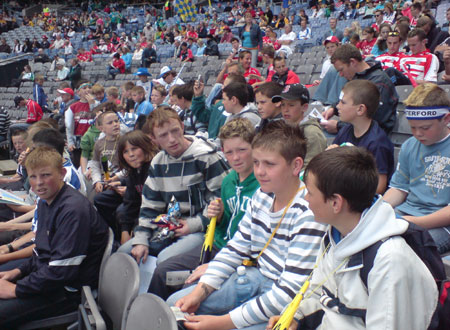 Pictured enjoying the action at the underage hurlers trip to the hurling quarter finals in Croke Park: (l-r) Niall Cullen, Oisin Roper, Peter Horan (mentor), Conor Gilmartin, Patrick Fogerty and James Kelly.