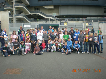 Underage group of hurlers going into Croke Park All-Ireland semi-final Kilkenny v Waterford.