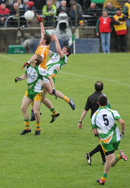 Action from the minor Ulster championship game between Donegal and Antrim.