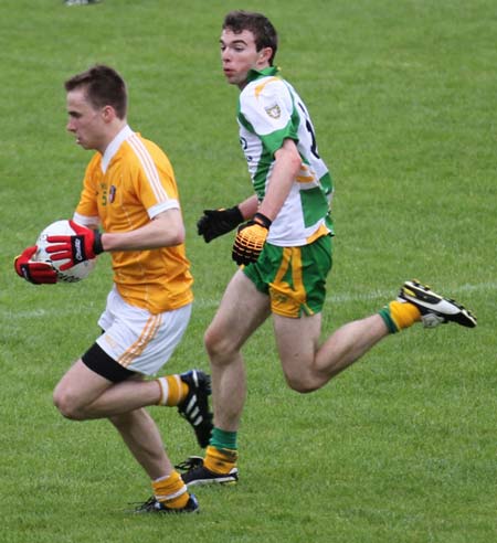 Action from the minor Ulster championship game between Donegal and Antrim.