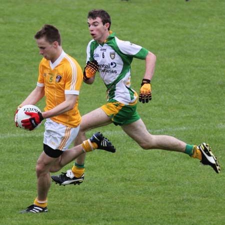 Action from the minor Ulster championship game between Donegal and Antrim.