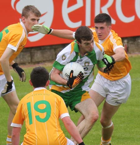 Action from the minor Ulster championship game between Donegal and Antrim.