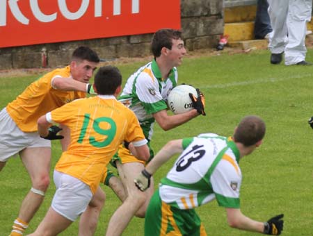 Action from the minor Ulster championship game between Donegal and Antrim.