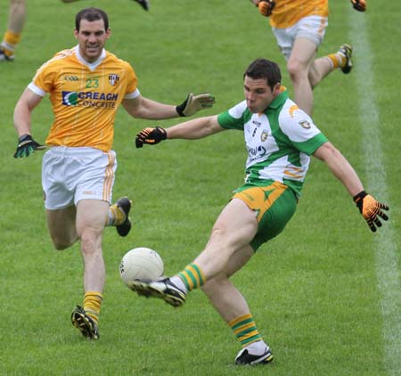 Action from the senior Ulster championship preliminary round game between Donegal and Antrim.