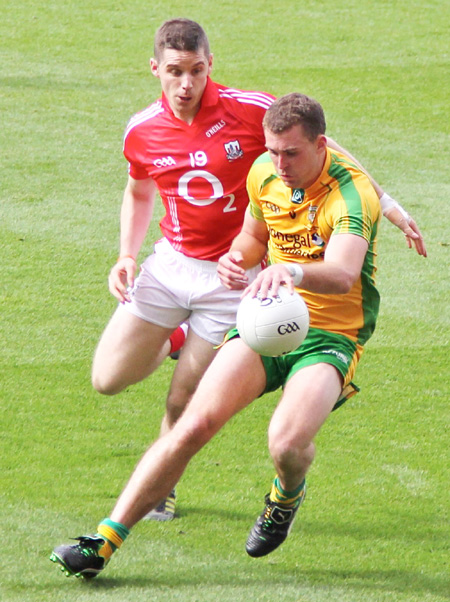 Action from the All-Ireland Senior Football Championship semi-final between Donegal and Cork.