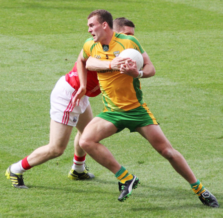 Action from the All-Ireland Senior Football Championship semi-final between Donegal and Cork.