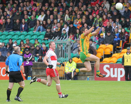 Action from the Ulster Senior Football Championship match between Donegal and Derry.