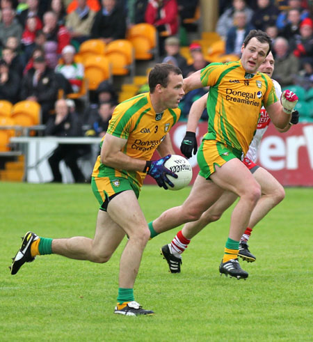 Action from the Ulster Senior Football Championship match between Donegal and Derry.