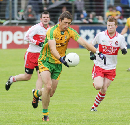 Action from the Ulster Senior Football Championship match between Donegal and Derry.