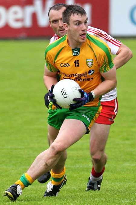 Action from the Ulster Senior Football Championship match between Donegal and Derry.