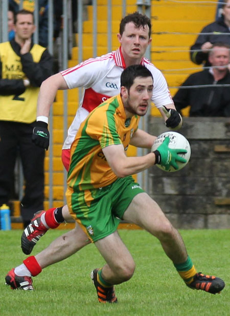 Action from the Ulster Senior Football Championship match between Donegal and Derry.