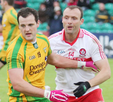 Action from the Ulster Senior Football Championship match between Donegal and Derry.