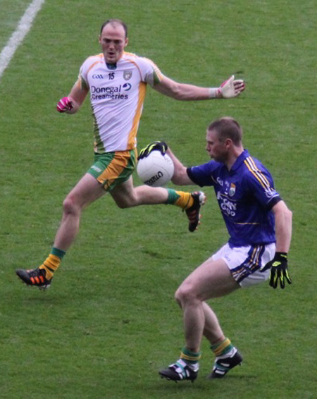 Action from the All-Ireland Senior Football Championship quarter-final between Donegal and Kerry.