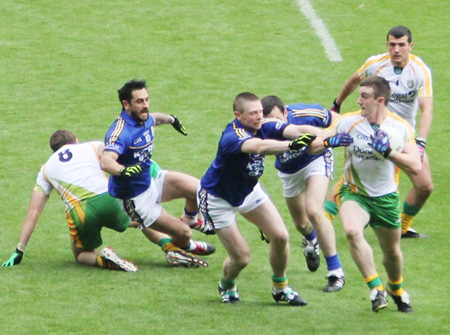 Action from the All-Ireland Senior Football Championship quarter-final between Donegal and Kerry.