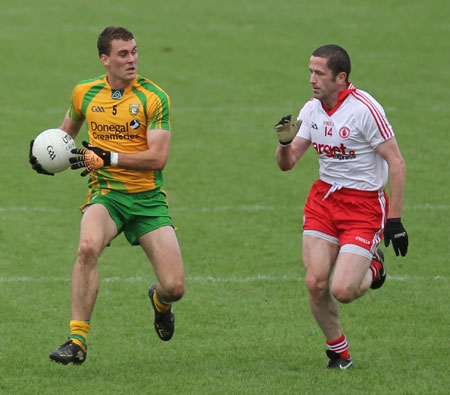 Action from the Ulster Senior Football Championship semi-final between Donegal and Tyrone.