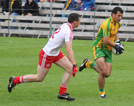 Action from the Ulster Senior Football Championship semi-final between Donegal and Tyrone.