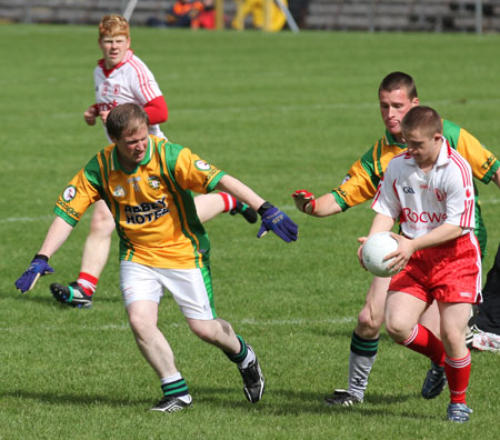 Action from the Ulster Senior Football Championship semi-final between Donegal and Tyrone.