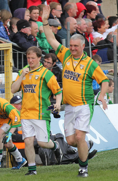 Action from the Ulster Senior Football Championship semi-final between Donegal and Tyrone.