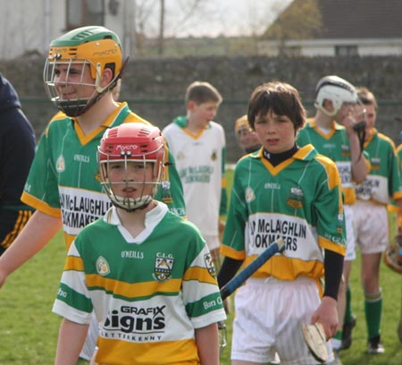 Action from the 2010 county Féile hurling finals.