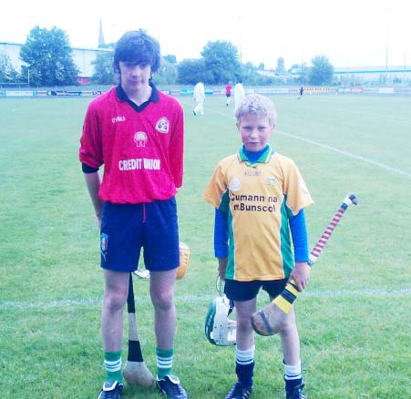 Oisín Rooney and Stephen Anderson took part in the INTO exhibition game at half time in the senior game between Donegal and Down.