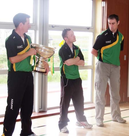 Paul Sheridan, Peter Horan and Aidan Begley speak to the students in Creevy National School