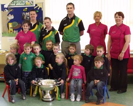 Boys visit Saimer Childcare Centre, where children include Aidan Begley's two daughters, Sara and Molly.