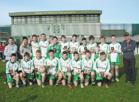 The Aodh Ruadh team celebrate after victory in the final of the PJ Roper Under 16 tournament in Ballyshannon last Saturday.