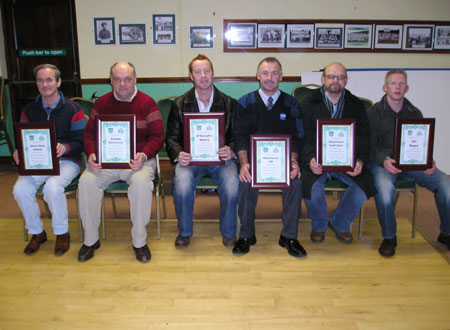 Bord na nÓg sponsors pictured with certificates received at the Presentation Night: (l-r) James Likely of James Likely Limited, Edmund McIntyre of Centra, Ballyshannon, Charlie O'Donnell of O'Donnell's Bakery, Joe Drummond of ESB Ballyshannon, Brian Drummond of Ballyshannon Credit Union and Brian Roper for Joe Roper.