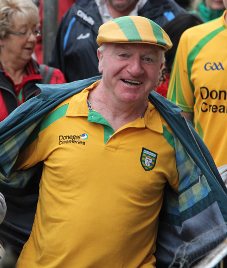 Action from the All-Ireland Senior Football Championship final between Donegal and Mayo.