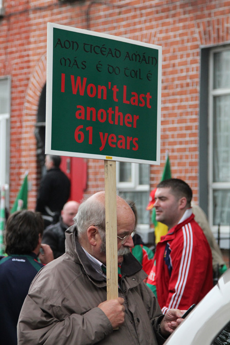 Action from the All-Ireland Senior Football Championship final between Donegal and Mayo.